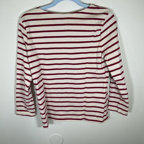 Sezane COLETTE MARINIÈRE Ecru/Red Scoop Neck Top - Picture 2 of 2